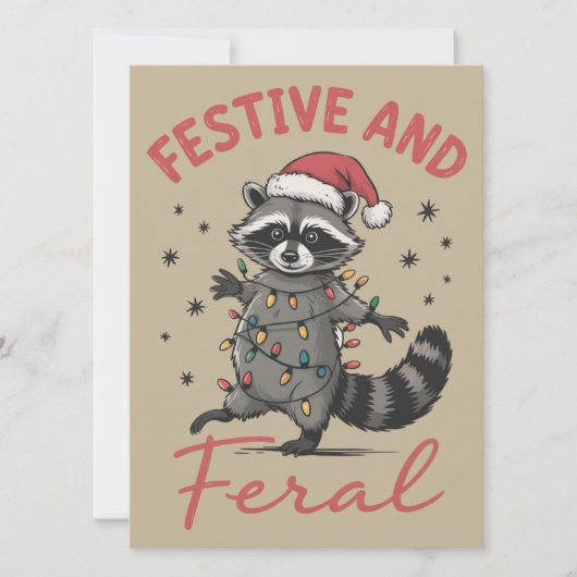 おもしろいアライグマのクリスマス野生ミーム Xmas シーズンカード (正面)