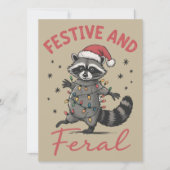 おもしろいアライグマのクリスマス フェラル ミーム Xmas シーズンカード (正面)