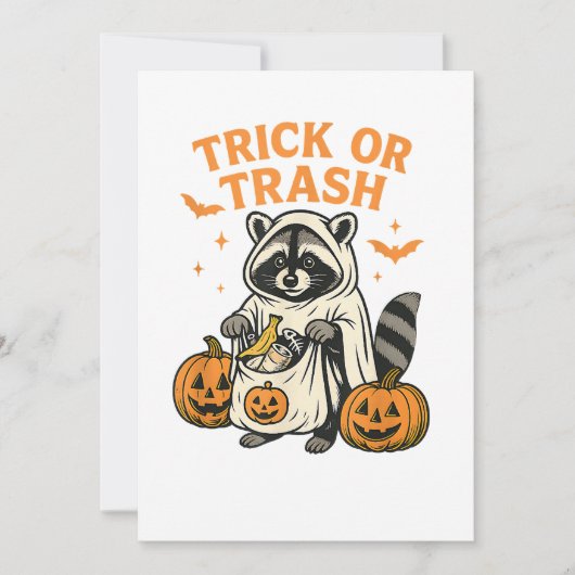 おもしろいアライグマのハロウィン かわいいイタズラ 招待状 (正面)