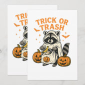 おもしろいアライグマのハロウィン かわいいイタズラ 招待状 (正面/裏面)