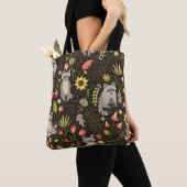 おもしろいアライグマヴィンテージイラストレーションパターン トートバッグ (クローズアップ)