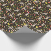 おもしろいアライグマヴィンテージイラストレーションパターン ラッピングペーパー (角)