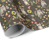 おもしろいアライグマヴィンテージイラストレーションパターン ラッピングペーパー (ロールコーナー)