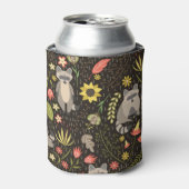おもしろいアライグマヴィンテージイラストレーションパターン 缶クーラー (缶正面)