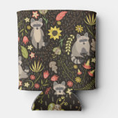 おもしろいアライグマヴィンテージイラストレーションパターン 缶クーラー (裏面)