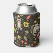 おもしろいアライグマヴィンテージイラストレーションパターン 缶クーラー (缶裏面)