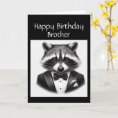 おもしろいアライグマ兄ラクーン真の紳士 カード (黄色い花)