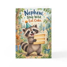 おもしろいアライグマ Stay Wild Eat Cake お誕生日おめでとう おいとこ