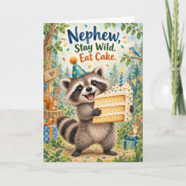 おもしろいアライグマ Stay Wild Eat Cake お誕生日おめでとう おいとこ カード