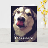 おもしろいアラスカンマラムートカバー写真テンプレート カード (黄色い花)