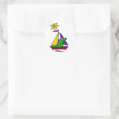 おもしろいアリゲーターオンカラフル帆船 ラウンドシール (バッグ)