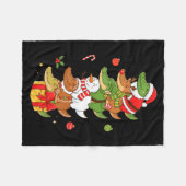 おもしろいアリゲーターサンタエルフスノーマンクリスマス女性 フリースブランケット (正面(横))