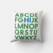 おもしろいアルファベットタイポグラフィシンプルグリーンブルー クッション (裏面)