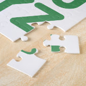 おもしろいアルファベットタイポグラフィシンプルグリーンブルー ジグソーパズル (側面)