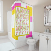 おもしろいアルファベット，フラワーアルファベット シャワーカーテン (インサイチュ)
