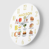 おもしろいアルファベットABCの名パーソナライズされた前 ラージ壁時計 (傾斜)