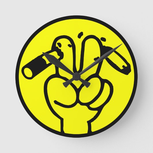 おもしろいアンチ喫煙⚠タイ⚠ ラウンド壁時計 (正面)