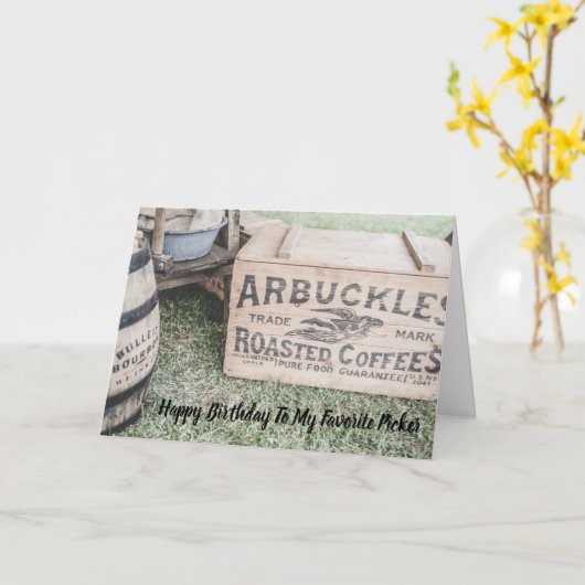 おもしろいアンティーク収集者誕生日カード カード (黄色い花)