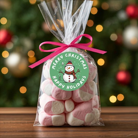 おもしろいアンドよくはしゃぐクリスマスホリデー雪だるま ラウンドシール