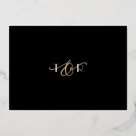 おもしろいアンパサンド箔編集可能カラーフォト結婚ズ 箔招待状 (裏面)