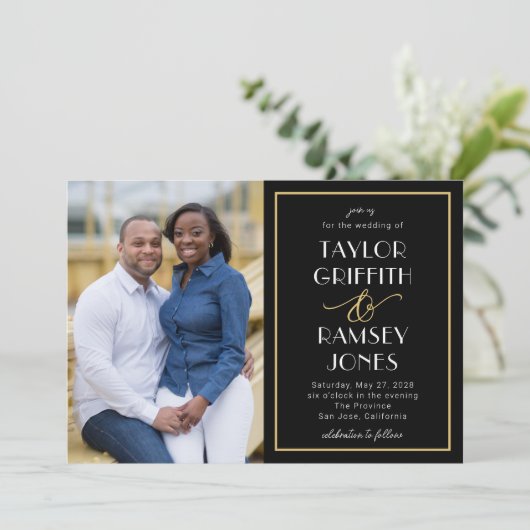 おもしろいアンパサンド編集可能カラー結婚写真 招待状 (スタンド正面)