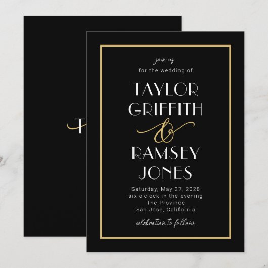 おもしろいアンパサンド編集可能カラー結婚式招待状 招待状 (正面/裏面)