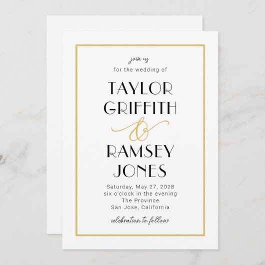 おもしろいアンパサンド編集可能カラー結婚式招待状 招待状 (正面/裏面)