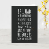 おもしろいアーチェリーカード　少女　女性　アーチェリー娘　ユーモア カード (黄色い花)