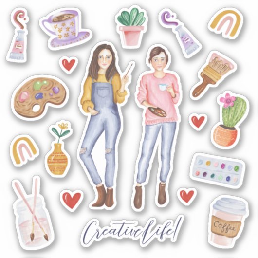 おもしろいアーティストクリエイティブライフアート用品イラストレーション シール (正面)