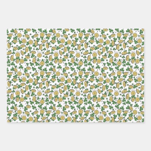 おもしろいアートアイリッシュシャムロックレインボーレプレシャングリーン ラッピングペーパーシート (正面2)