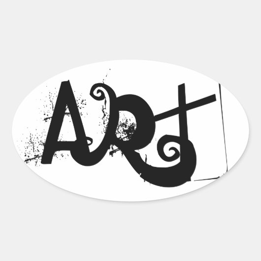 おもしろいアートコントラストレタリング | 楕円形シール (正面)
