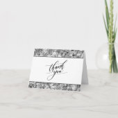 おもしろいアート白黒手書きフローラ サンキューカード (正面)