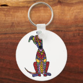 おもしろいアートGreyhound Dog抽象芸術 キーホルダー (正面)