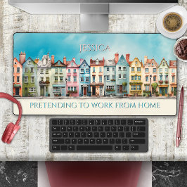 おもしろいア初期のートハウスワークfrom Home デスクマット