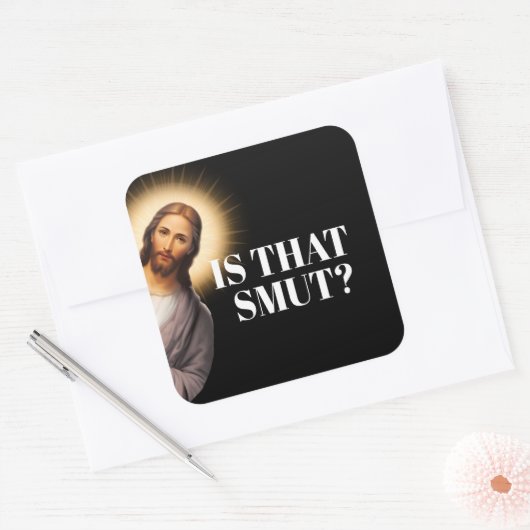 おもしろいイエス引用文 – スマットか？ スクエアシール (封筒)