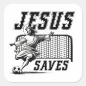 おもしろいイエス救とセッカーゴール スクエアシール (正面)