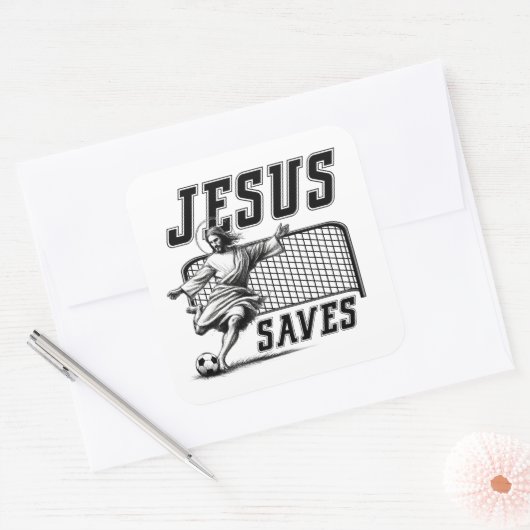 おもしろいイエス救とセッカーゴール スクエアシール (封筒)