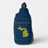 おもしろいイエローとネイビーブルーのミシガン州 スリングバッグ (正面)