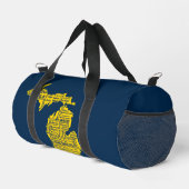 おもしろいイエローとネイビーブルーのミシガン州 ダッフルバッグ (右コーナー)