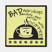 おもしろいイエローのアートワークで朝の気分が良くなる マグネット (正面)