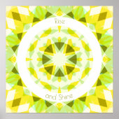 おもしろいイエローグリーンライズ&シャインスターやる気を起こさせる ポスター (正面)