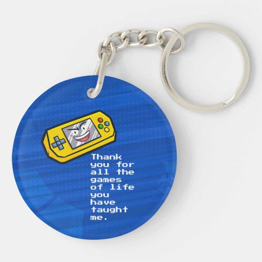 おもしろいイエローゲームポータブル父の日の挨拶 キーホルダー (裏面)