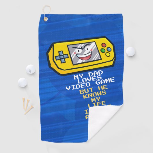 おもしろいイエローゲームポータブル父の日の挨拶 ゴルフタオル (インサイチュ)
