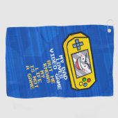 おもしろいイエローゲームポータブル父の日の挨拶 ゴルフタオル (横)