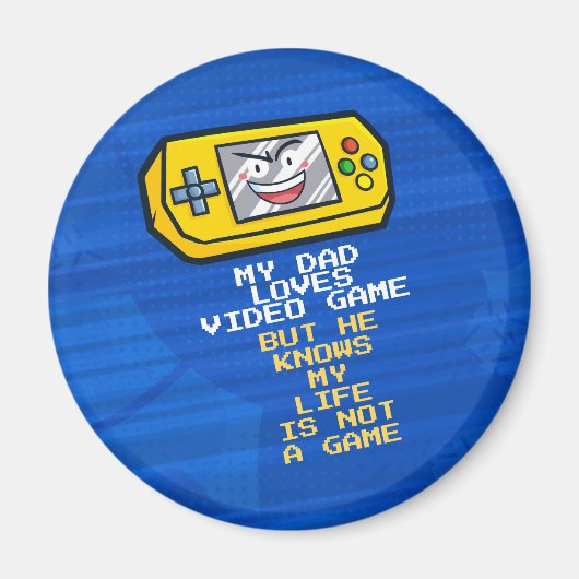 おもしろいイエローゲームポータブル父の日の挨拶 マグネット (正面)