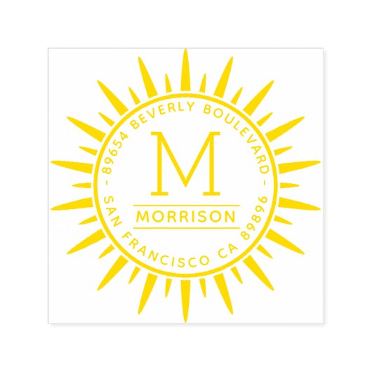 おもしろいイエローサン |モノグラカスタムム差出人住所 セルフインキングスタンプ (デザイン)