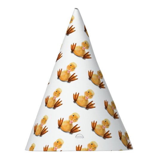 おもしろいイエローダックよくはしゃぐウィンクハッピースマイル漫画 パーティーハット (右)