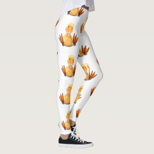 おもしろいイエローダックよくはしゃぐウィンクハッピースマイル漫画 レギンス (右)