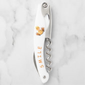 おもしろいイエローダックよくはしゃぐウィンク – ハッピースマイル ソムリエナイフ (裏面)