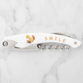 おもしろいイエローダックよくはしゃぐウィンク – ハッピースマイル ソムリエナイフ (正面)